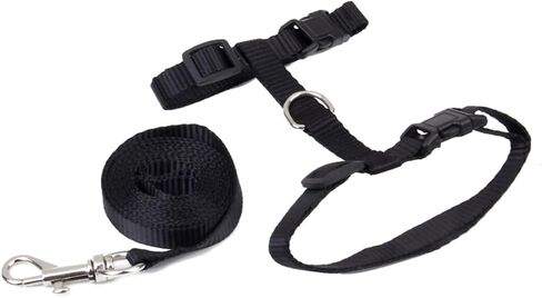 GANAZONO Djustable Kitten Harness Retractable Leash Cat Walking Harness and Leash Traction Rope Black in Saudi Arabia