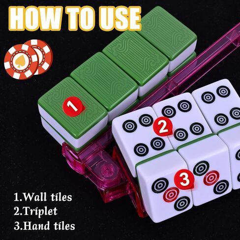 Damah Mah Jongg All-in-One Tile Rack & Pusher و Acrylic Mahjong Rack و Puster Combo ، مجموعة Majiang Tile Modern American Majiang من 4 (متعدد الألوان) in Kuwait