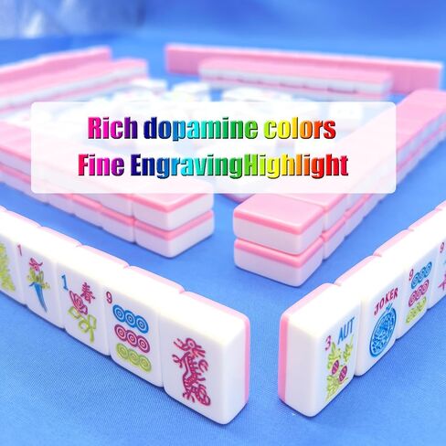 American 1.2-inch Mahjong Set 166 Tiles American Mahjong Game Pink Mah-Jongg Tiles in Saudi Arabia