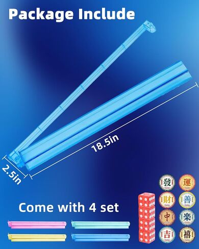 4pcs رفوف Mahjong مع دافعين ، مجموعة من 4 مدافعين ورفوف من Mahjong ، مع 4 Dices و 8 ملصقات محظوظة ، حامل بلاط Mahjong الأكريليك و Pusher ، Rack Mah Jongg Rack ، Mah Jong Trays (Multi-Color) in Saudi Arabia