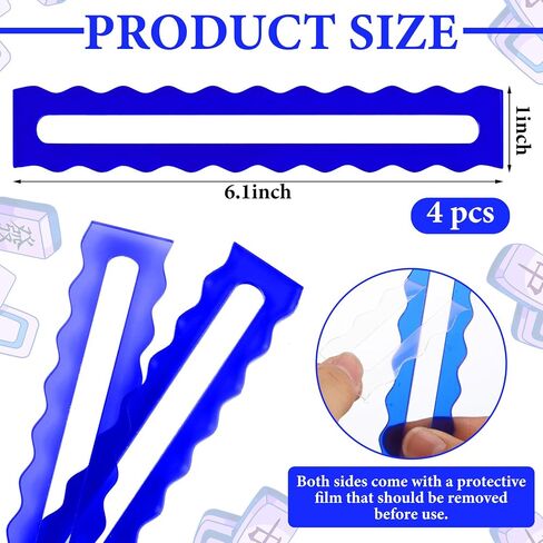 Amyhill 4 Pack Mahjong Line Line Finder Acrylic Bright Scalloped Mahjong Rules Helper ، Beginner Mah-Jongg Reverer ، Mah Jong Accessories Gift for اللاعبين نساء (ملونة) in Saudi Arabia