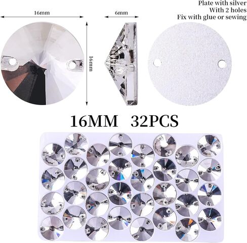 SWTHONY 8MM جولة جولة خياطة على أحجار الراين لصياغة ، 84pcs الكريستال الزجاج الأحجار الكريمة المجوهرات المطلية الفضة مع فتحة فتحة لنسيج ملابس الحرف اليدوية in Saudi Arabia