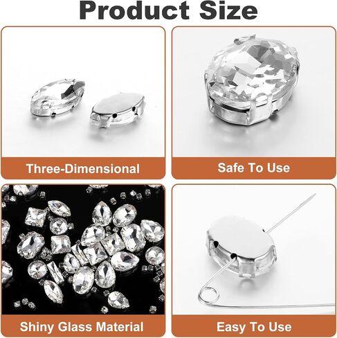 240PCS Sew on Rhinestones in Metal, Rhinestones for Bedazzling, Flatback Rhinestone, Gems for Crafting, Rhinestone Set, Acrylic Glass Sewing Gems for Clothes DIY Craft Shoes Dress Jewelry Making in Saudi Arabia
