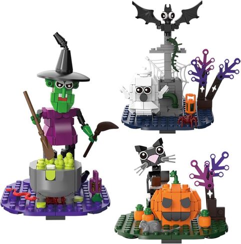 Halloween Building Blocks Set - Pumpkin Ghosts Witch Cat Grave Kit, Party Favors Gift Ornament for Kids in Saudi Arabia