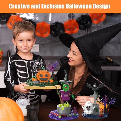 Halloween Building Blocks Set - Pumpkin Ghosts Witch Cat Grave Kit, Party Favors Gift Ornament for Kids in Saudi Arabia
