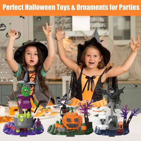 Halloween Building Blocks Set - Pumpkin Ghosts Witch Cat Grave Kit, Party Favors Gift Ornament for Kids in Saudi Arabia