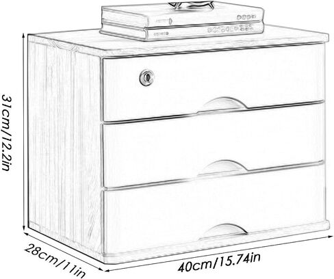 Desktop File Cabinet - Solid Wood Storage Box - Desktop Organizer, Wooden Desktop Storage Box with Lockable Drawers, Desktop Drawer Cabinet, Desk Storage Box, Flat,1 Layer in Saudi Arabia