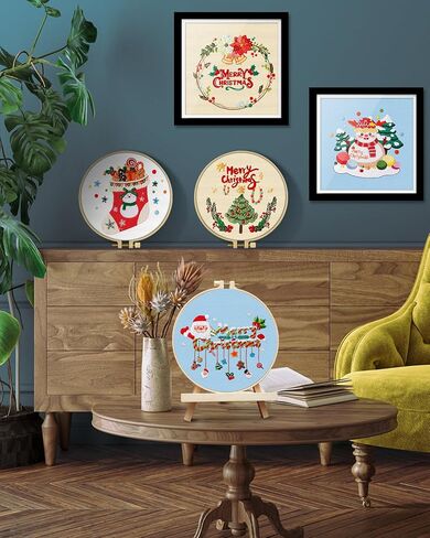 TINDTOP 5 Sets Embroidery Kit for Beginners Adult, Embroidery Kit for Beginners Include Embroidery Cloth Hoops Threads for Craft Lover Hand Stitch with Embroidery Skill Techniques in Kuwait