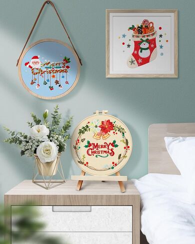 TINDTOP 5 Sets Embroidery Kit for Beginners Adult, Embroidery Kit for Beginners Include Embroidery Cloth Hoops Threads for Craft Lover Hand Stitch with Embroidery Skill Techniques in Kuwait
