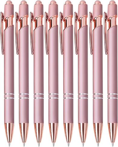9 Pack Point Point Pens 2-in-1 قلم قابلة للسحب مع نصيحة قلم ، أقلام القلم المعدنية لشاشات اللمس ، حبر أسود 1.0 مم in Kuwait