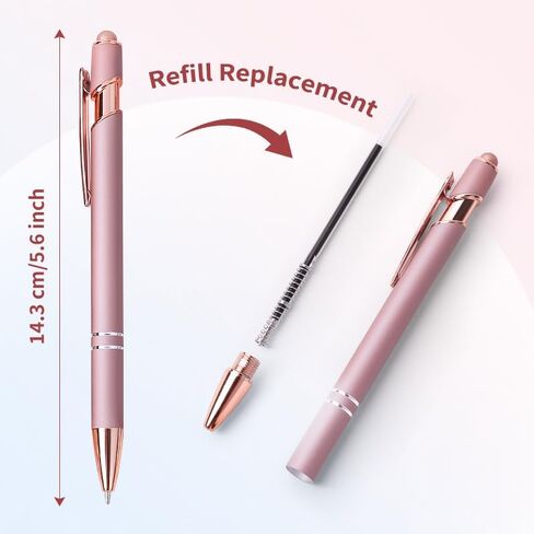 9 Pack Point Point Pens 2-in-1 قلم قابلة للسحب مع نصيحة قلم ، أقلام القلم المعدنية لشاشات اللمس ، حبر أسود 1.0 مم in Kuwait