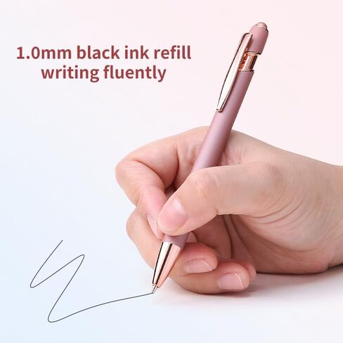9 Pack Point Point Pens 2-in-1 قلم قابلة للسحب مع نصيحة قلم ، أقلام القلم المعدنية لشاشات اللمس ، حبر أسود 1.0 مم in Kuwait