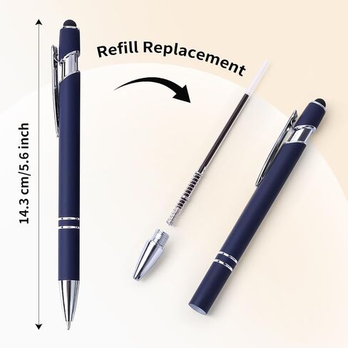 9 Pack Point Point Pens 2-in-1 قلم قابلة للسحب مع نصيحة قلم ، أقلام القلم المعدنية لشاشات اللمس ، حبر أسود 1.0 مم in Kuwait