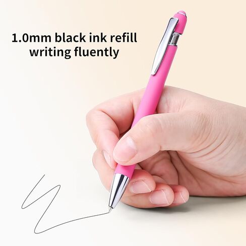 9 Pack Point Point Pens 2-in-1 قلم قابلة للسحب مع نصيحة قلم ، أقلام القلم المعدنية لشاشات اللمس ، حبر أسود 1.0 مم in Kuwait