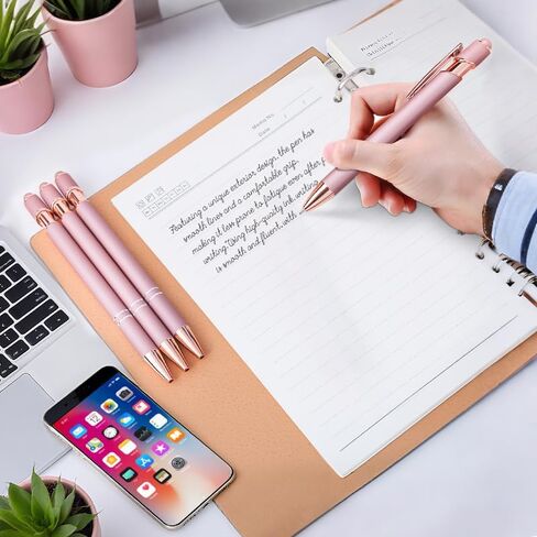 9 Pack Point Point Pens 2-in-1 قلم قابلة للسحب مع نصيحة قلم ، أقلام القلم المعدنية لشاشات اللمس ، حبر أسود 1.0 مم in Kuwait