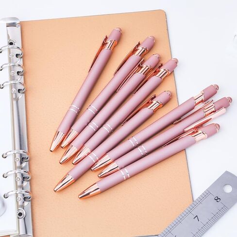 9 Pack Point Point Pens 2-in-1 قلم قابلة للسحب مع نصيحة قلم ، أقلام القلم المعدنية لشاشات اللمس ، حبر أسود 1.0 مم in Kuwait
