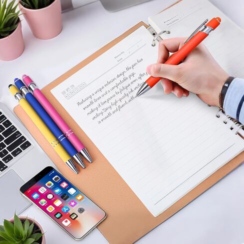 9 Pack Point Point Pens 2-in-1 قلم قابلة للسحب مع نصيحة قلم ، أقلام القلم المعدنية لشاشات اللمس ، حبر أسود 1.0 مم in Kuwait