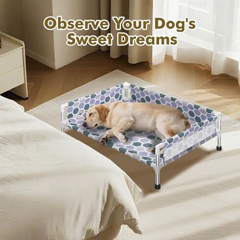 Elevated Dog Bed，Cooling Outdoor Dog Cot with 3-Sided Fence，Raised Pet Cot with Guardrail Medium(32.68" L x 19.88" W x 5.9" Th) in Saudi Arabia