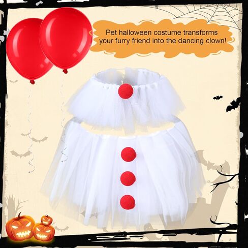 Dog Clown Costume Scary Dog Halloween Costume Pet Clown Halloween Cosplay for Small Medium Dogs Cats Adjustable Funny Party Cosplay with Balloons & Wig for Themed Parties Decor in Saudi Arabia