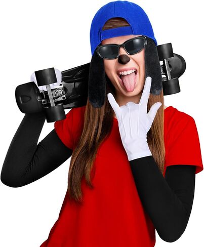 6 Pcs Halloween Dog Costume Black Max Costume Accessories Include T Shirt Hat Dog Ears Sunglasses Gloves Sleeves for Adult Halloween Cosplay in Saudi Arabia