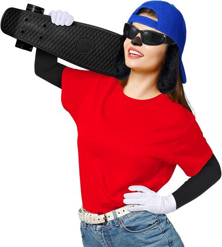 6 Pcs Halloween Dog Costume Black Max Costume Accessories Include T Shirt Hat Dog Ears Sunglasses Gloves Sleeves for Adult Halloween Cosplay in Saudi Arabia