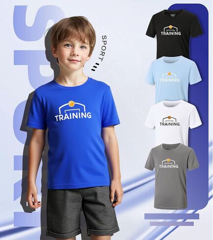TAGIHOO 5 Pack Youth Mesh Athletic Dry-Fit Short Sleeve Workout Moisture Wicking Active T-Shirt for Boys & Girls in Kuwait