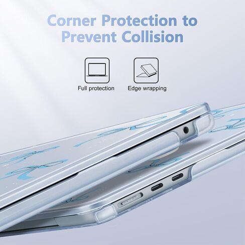 مايو تشن [2025 نمط جديد] لـ MacBook Air 13.6 بوصة M2 M3 Model Model: A2681 A3113 A3240 ، 2022-2025 ، غطاء القشرة الصلبة مع حامي الشاشة وجلد المفاتيح - BLUE BOWS in Kuwait