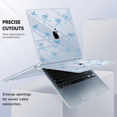 مايو تشن [2025 نمط جديد] لـ MacBook Air 13.6 بوصة M2 M3 Model Model: A2681 A3113 A3240 ، 2022-2025 ، غطاء القشرة الصلبة مع حامي الشاشة وجلد المفاتيح - BLUE BOWS in Kuwait