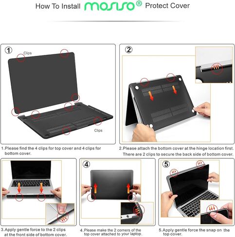 Moseso متوافق مع MacBook Pro 13 بوصة الحالة M2 2025 ، 2024 ، 2023 ، 2022-2016 A2338 M1 A2251 A2289 A2159 A1989 A1708 A1706 ، غطاء وغطاء لوحة المفاتيح البلاستيكية ، الأسود ، الأسود ، in Saudi Arabia