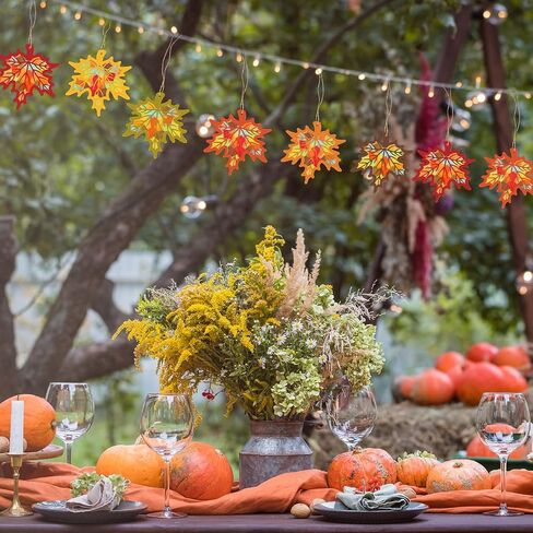 Jarthenaamcs 24 مجموعات Fall Suncatcher Trissue Paper Craft Kits DIY Autumn Maple Leaves Craft مجموعة مع ملصقات القنب الورقية لعيد الشكر ديكورات حفلة العطلة in Saudi Arabia