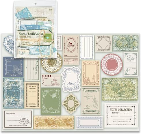 SIBLYMONA 200pcs Vintage Memo Pack - Vintage Scrapbook Supplies, Junk Journal Set with Vintage Labels & Sticky Notes, Ephemera for Junk Journals, Scrapbook Labels, Journal Supplies Set (Pink, 200PCS) in Saudi Arabia