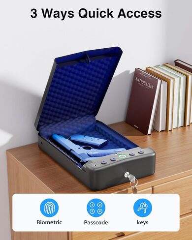 Gun Safe for Handgun Small Biometric Pistol Safe Fingerprint Quick Access Portable Gun Lock Box for Cars Travel Nightstand Bedside in Saudi Arabia