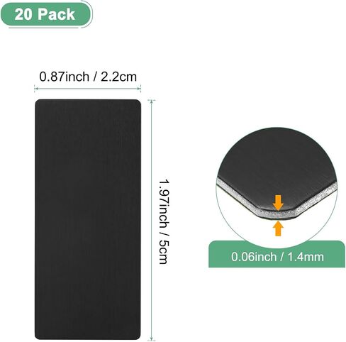 20-Pack Anodized Aluminium Laser Engraved Mount Metal Plate 2x1x0.03 Inch with Self Adhesive Engraver Blank Anodized Aluminum Sheets for DIY Laser Printing/Home/Office[Black] in Saudi Arabia