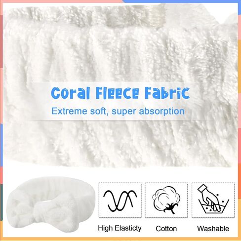 52 Pieces Spa Headband for Washing Face Bulk, Soft Coral Fleece Makeup Headband Bow Headband Fluffy Facial Skin Care Cosmetic Shower Headband 13 Colors Slumber Party Supplies for Girls Women in Kuwait