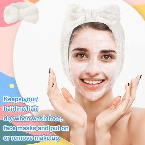 52 Pieces Spa Headband for Washing Face Bulk, Soft Coral Fleece Makeup Headband Bow Headband Fluffy Facial Skin Care Cosmetic Shower Headband 13 Colors Slumber Party Supplies for Girls Women in Kuwait