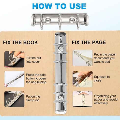 PATIKIL A8 3-Hole Ring Binder Mechanisms, 2 Set Binder Spines Replacement for Office Planners Documents Recipes Organization Storage, Blue in Saudi Arabia