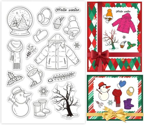 Globleland Gingerbread Man Clear Stamps Christmas Tree Tree شفاف سيليكون ختم عيد الميلاد هدية ختم شفاف لصنع بطاقة دفتر الكلام 4.3 × 6.3 بوصة in Saudi Arabia