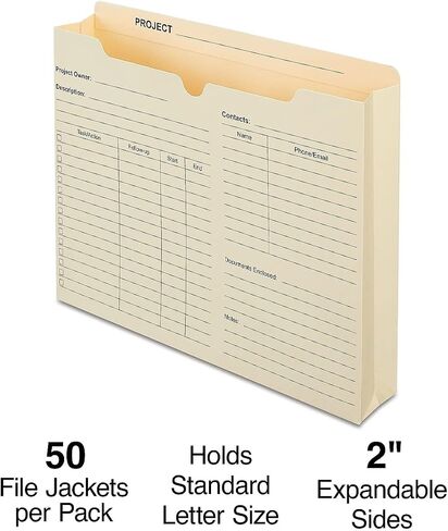 Staples Reinforced Pre-Printed File Jacket, 2-inch Expansion, Letter Size, Manila, 100/Carton (ST486083-CCVS) in Saudi Arabia