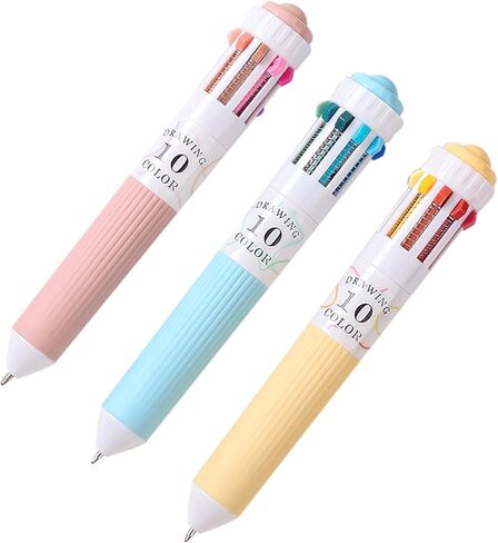 28 Color Ballpoint Pen 0.8 mm 10 in 1, Office and Student Supplies, 3 Pcs Top Retractable Drawing and Writing in Saudi Arabia