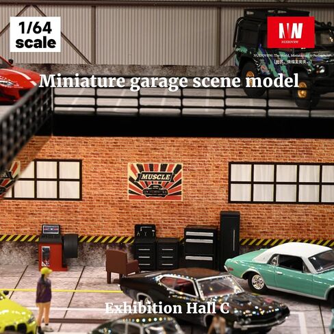1/64 حالة عرض سيارة طراز ، تناسب 1/64 Hot Wheels Diecast Model Car ، Diorama Double Decker Decker Showroom Garage with Dimmmable LED LED CITY CARY SPART COLLECTION COLLECTION COLLEST (C) in Saudi Arabia