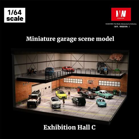 1/64 حالة عرض سيارة طراز ، تناسب 1/64 Hot Wheels Diecast Model Car ، Diorama Double Decker Decker Showroom Garage with Dimmmable LED LED CITY CARY SPART COLLECTION COLLECTION COLLEST (C) in Saudi Arabia