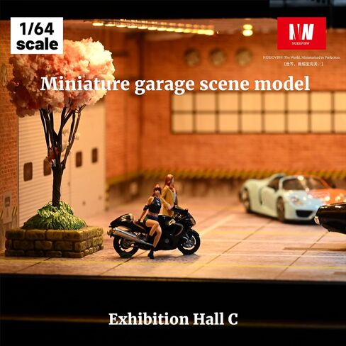 1/64 Model Car Display Case,Fits for 1/64 Hot Wheels Diecast Model Car,Diorama Double Decker Car Showroom Garage Model with Dimmable LED Lighting City Car Parking Lot Scene Model Collection (B) in Saudi Arabia