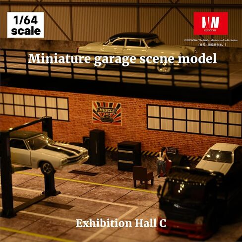 1/64 Model Car Display Case,Fits for 1/64 Hot Wheels Diecast Model Car,Diorama Double Decker Car Showroom Garage Model with Dimmable LED Lighting City Car Parking Lot Scene Model Collection (B) in Saudi Arabia