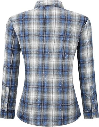 Alex Vando Womens Flannel Shirt Regular Long Sleeve Button Down Flannel Shirts for Women in Kuwait