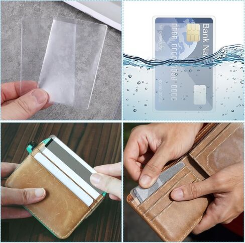 100 Pcs Social Security Card Protector Sleeves Clear Card Holder Sleeves Credit Cards Holder Side-Open Waterproof Business Cards Protectors Sleeve PVC Soft in Saudi Arabia