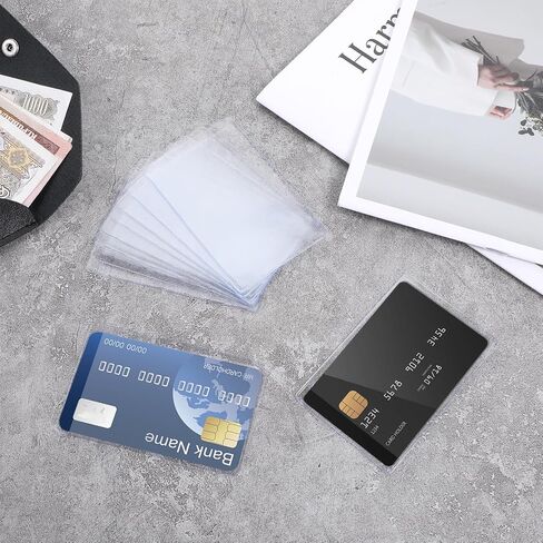 100 Pcs Social Security Card Protector Sleeves Clear Card Holder Sleeves Credit Cards Holder Side-Open Waterproof Business Cards Protectors Sleeve PVC Soft in Saudi Arabia