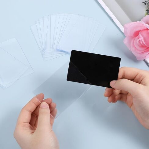 100 Pcs Social Security Card Protector Sleeves Clear Card Holder Sleeves Credit Cards Holder Side-Open Waterproof Business Cards Protectors Sleeve PVC Soft in Saudi Arabia