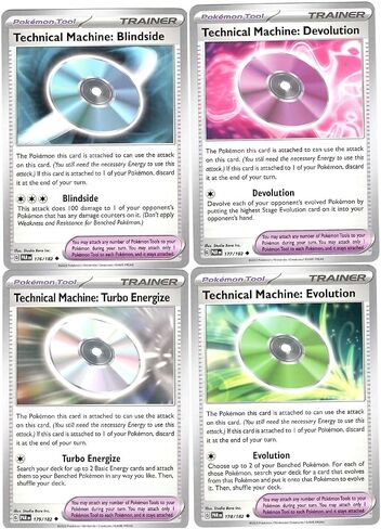 Technical Machine - Paradox Rift - Blindside - Devolution - Evolution - Turbo Energize - 176/182-177/182-178/182 - Pokemon Card Lot of 4 in Saudi Arabia