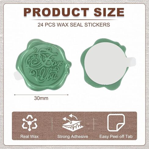 uxcell 24pcs Wax Seal Stickers, Self Adhesive Envelope Seal Stickers with for You Pattern for Wedding Party Invitations, Envelope, Gift Wrapping, Champagne Gold in Saudi Arabia