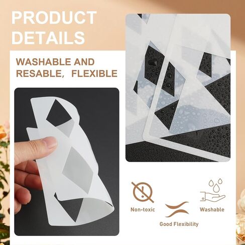 12PCS Diamond Checkerboard Stencils – Harlequin Square Pattern Reusable Templates in Assorted Sizes for Painting on Wood, Walls, Furniture, Crafts & DIY Projects in Saudi Arabia